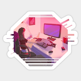 Cosy computer time Sticker